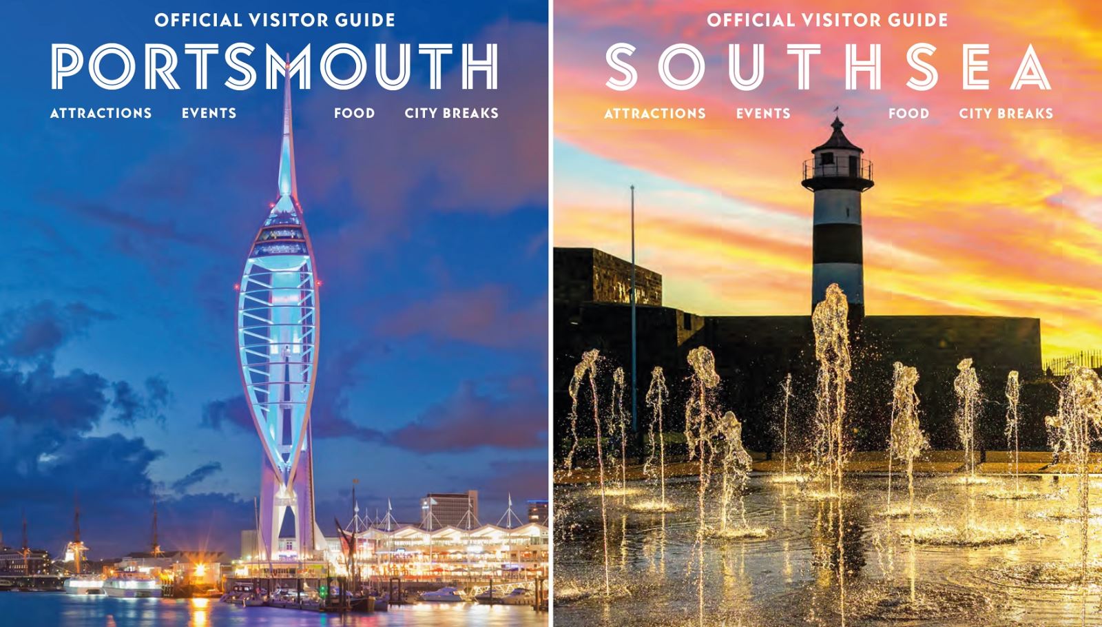 Composite of the Portsmouth and Southsea Visitor Guide front covers